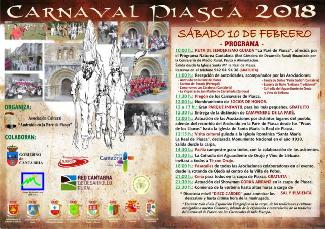 Cartel de actividades de los Zamarrones de Piasca